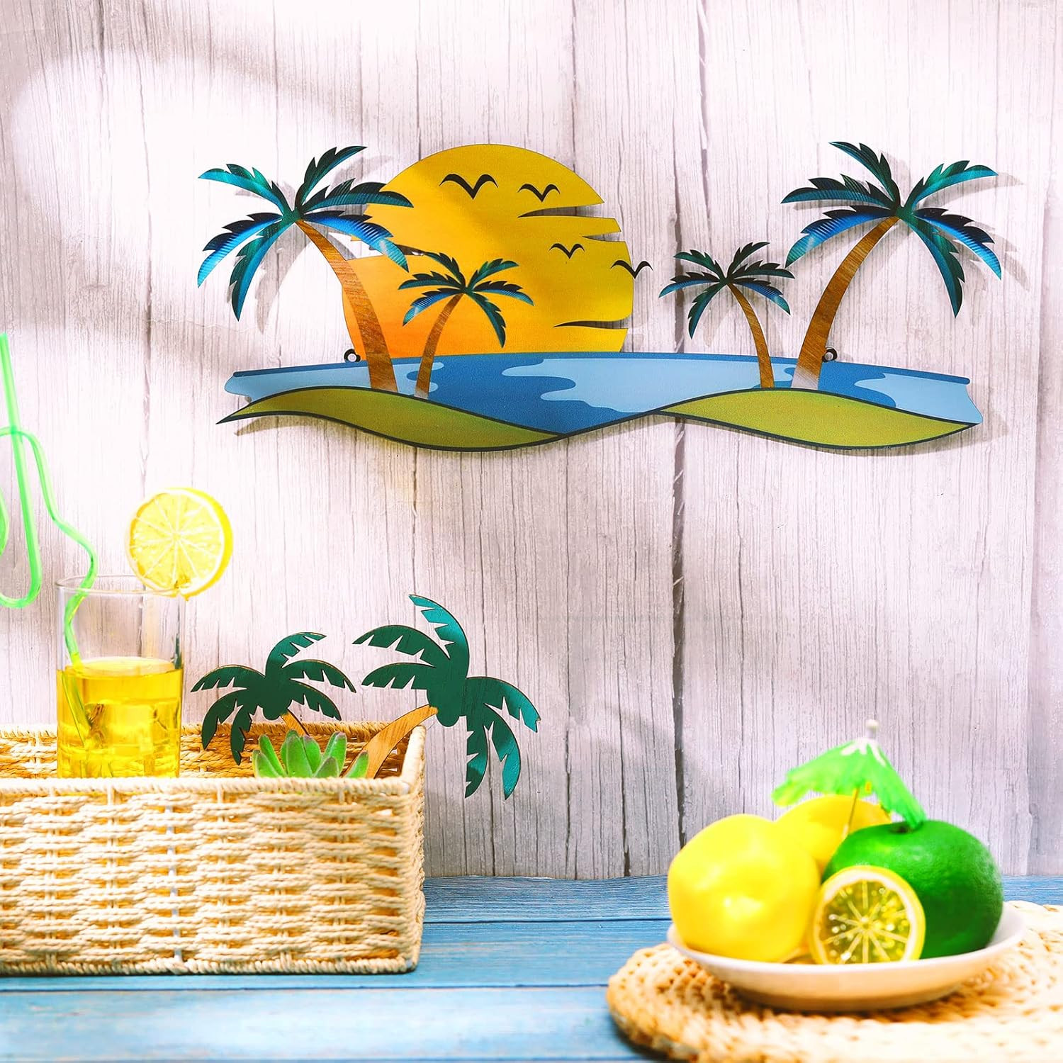 Coastal Metal Wall Art Palm Tree Metal Wall Art Outdoor Beach Bathroom