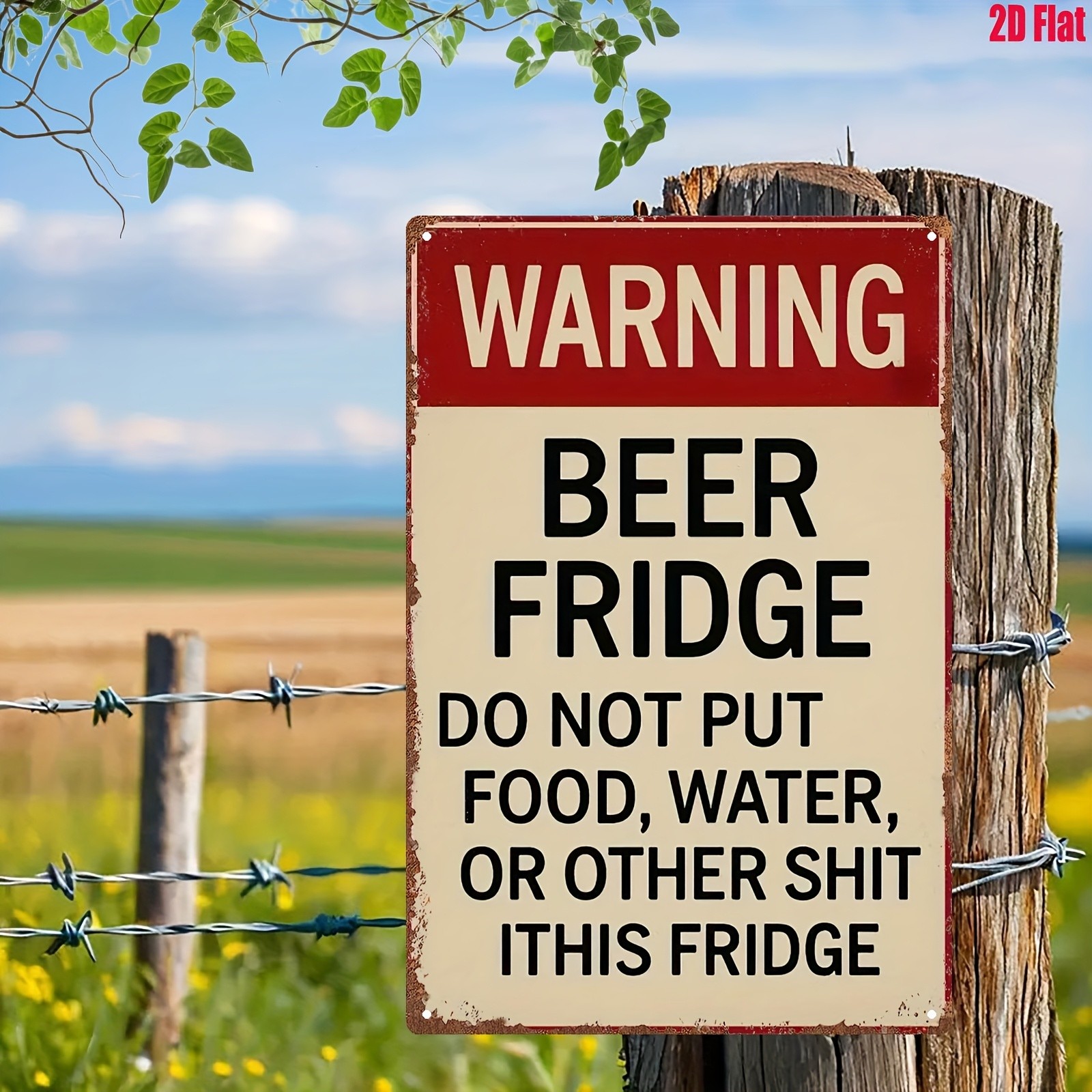 Warning Beer Fridge Only Metal Sign Funny Humor Wall Decor for Man Cave & Bar