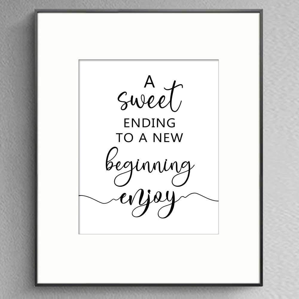 A Sweet Ending to a New Beginning Wedding Sign, 8X10 Inch | Art Print, Dessert B