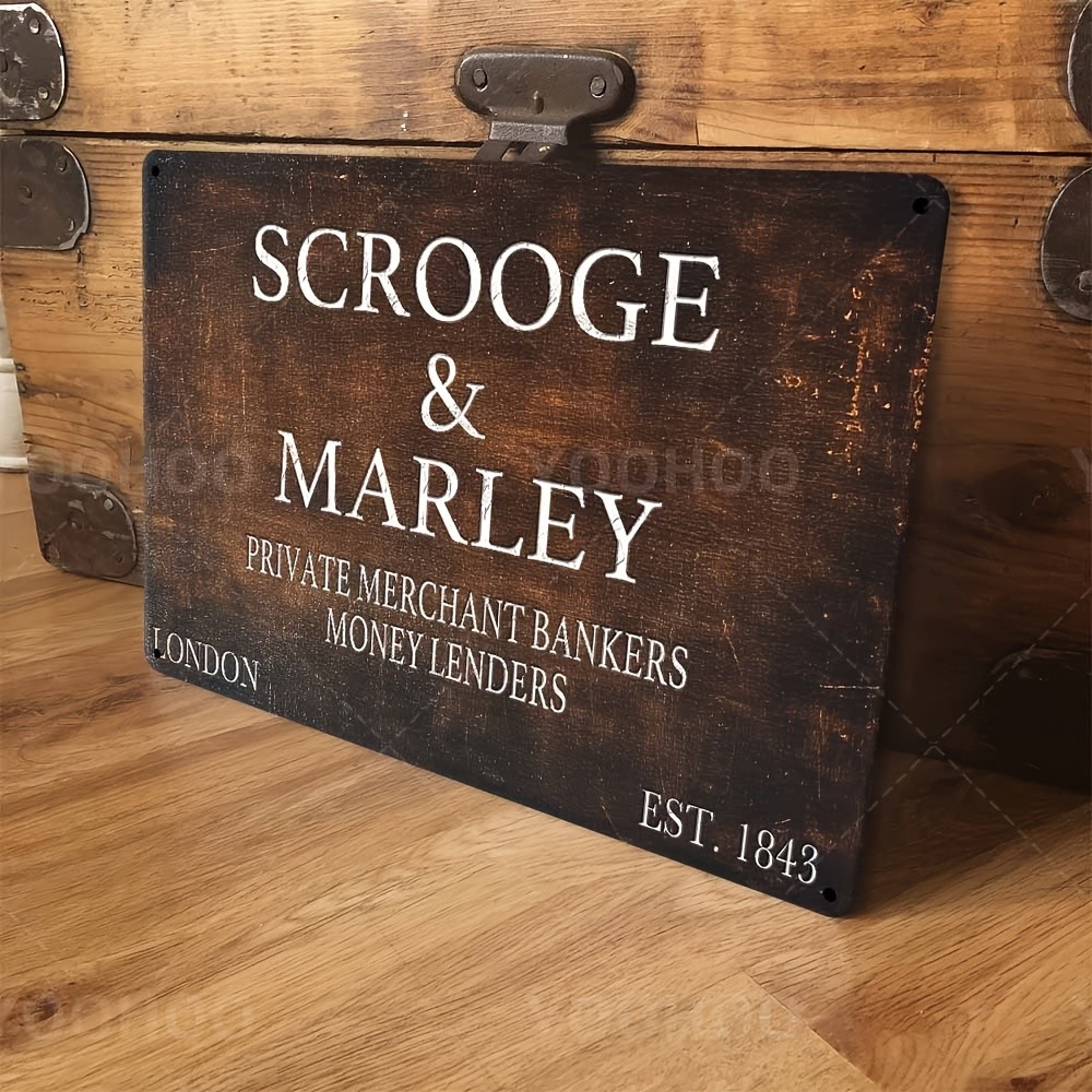 1 Vintage “Scrooge & Marley” Iron Sign | 8×12 Inches