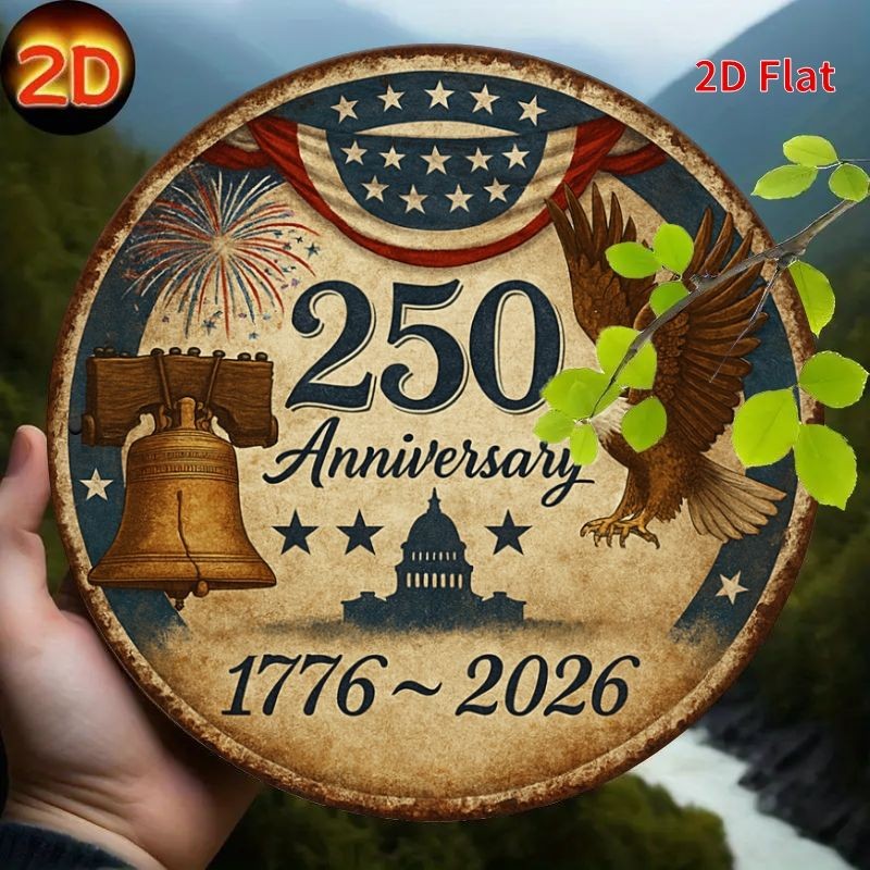 USA 250th Anniversary Metal Sign 1776 2026 Patriotic Independence Day Door Decor