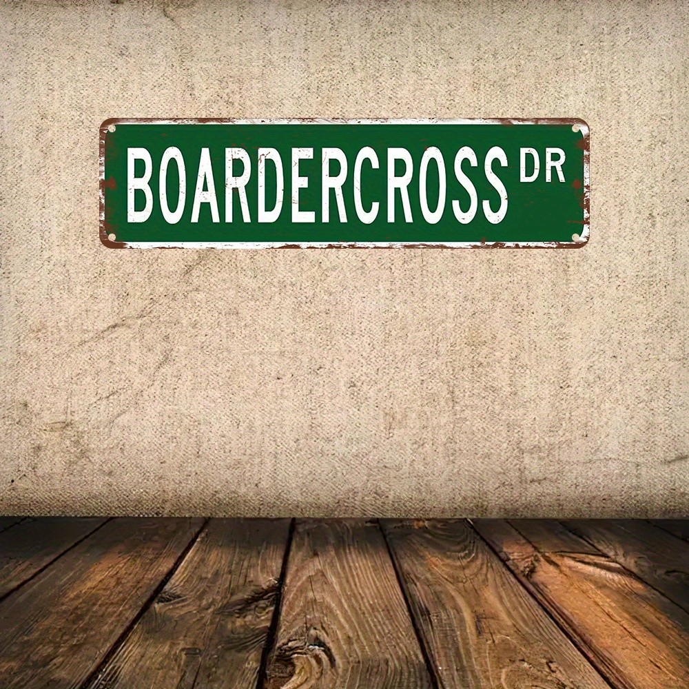 Vintage Green Boardercross DR Street Style Metal Sign Custom Name Bedroom Decor