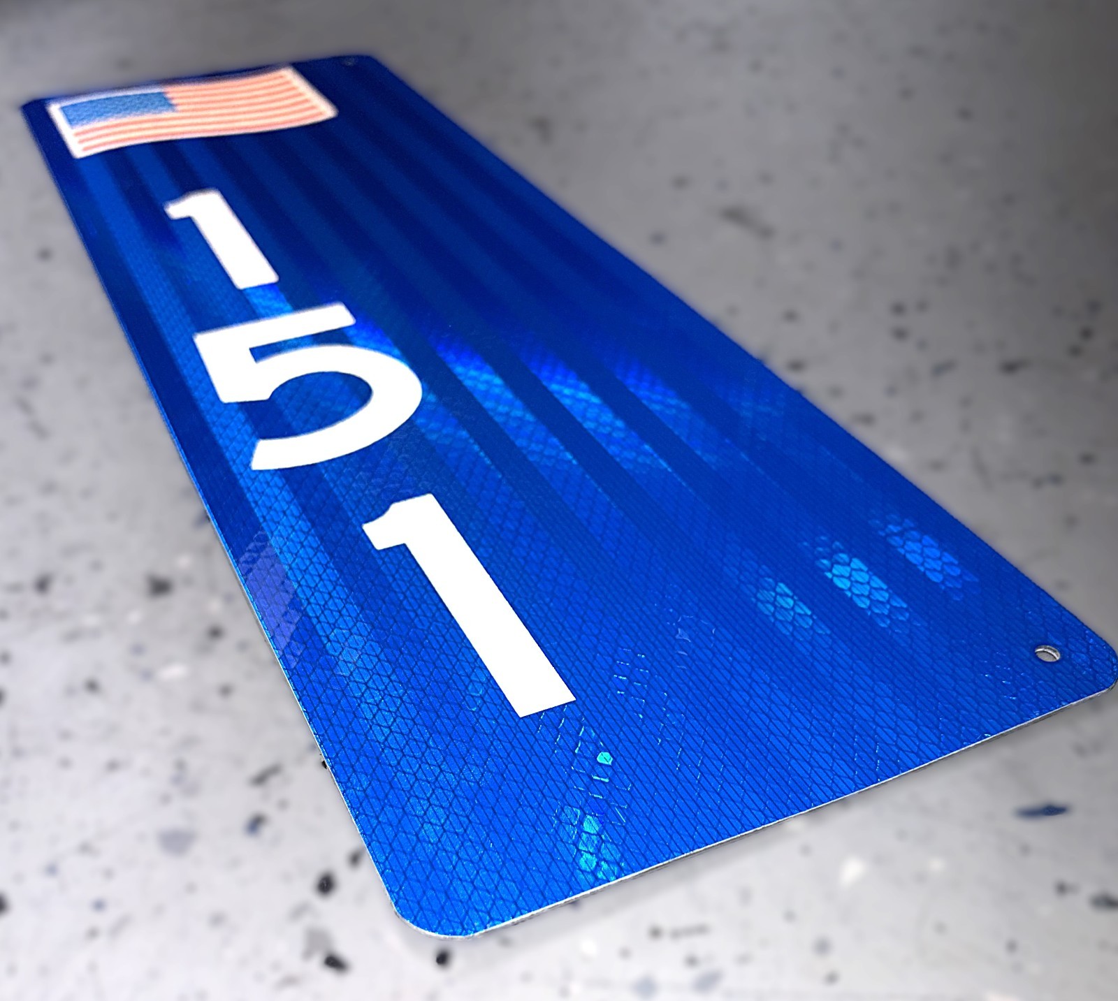 VERTICAL Double-Sided Reflective Address 911 Sign with American Flag By SSMG