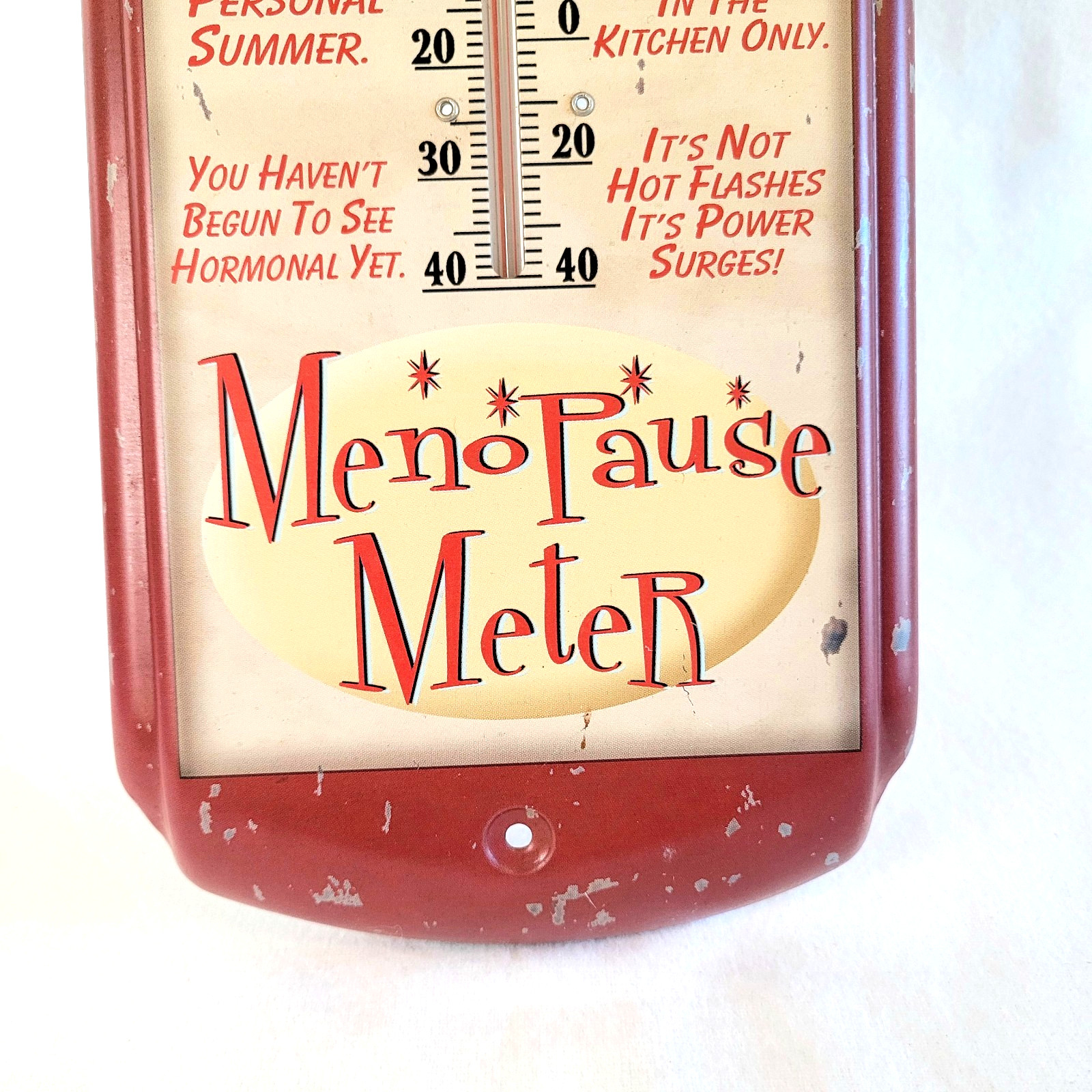 Menopause Hot Flash Thermometer Retro Wall Plaque Metal 17″ Humorous Gift Decor