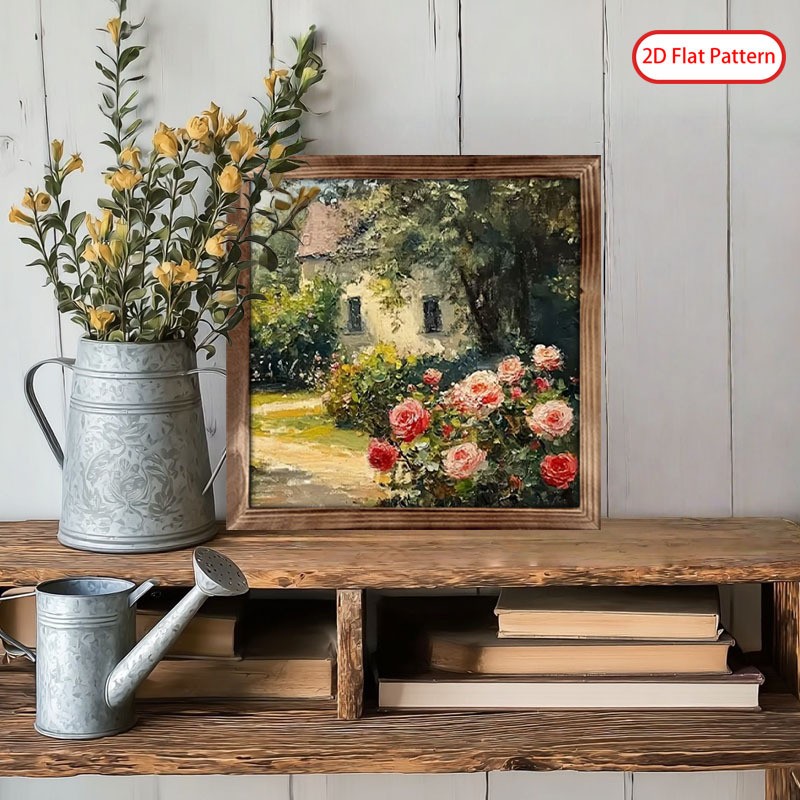 English Cottage Roses Garden Wooden Sign Summer Farmhouse Home Decor Plaque