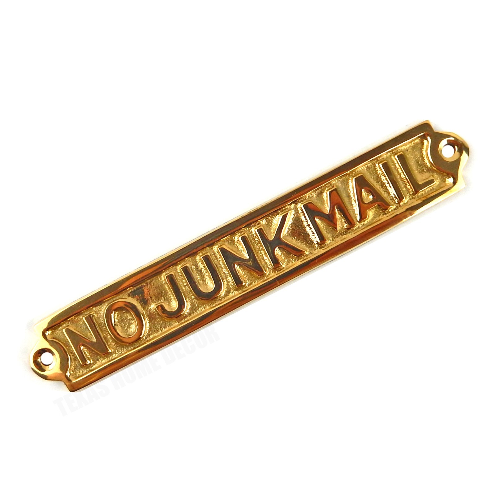 No Junk Mail Sign Polished Solid Brass Office Wall Decor Mail Box Accent 5 5/8″