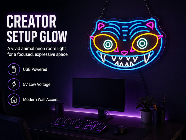 Derpy Tiger Multicolor LED Neon Sign 7.9″x15.7″