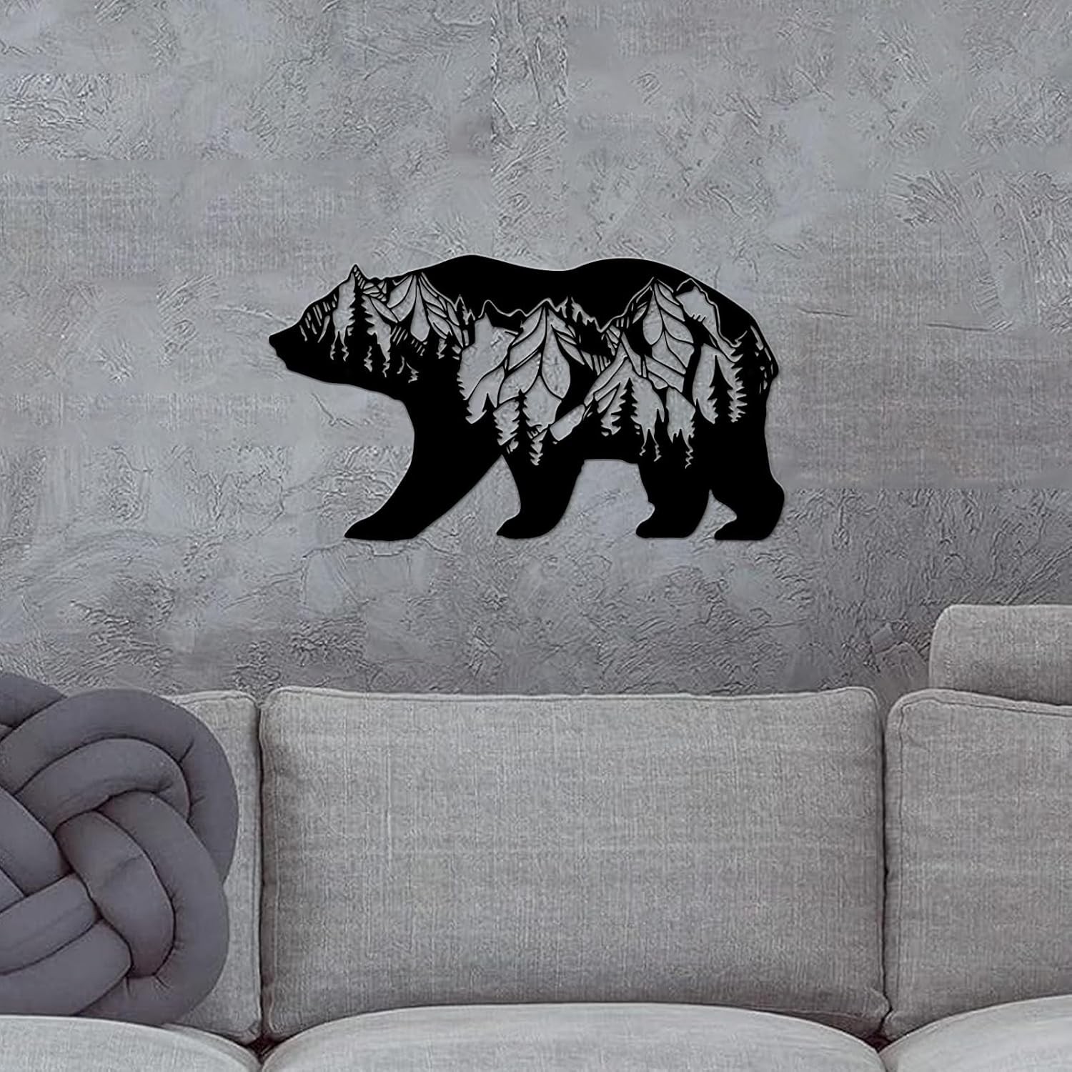 Metal Bear Wall Art Rustic Forest Wildlife Decor for Indoor Outdoor Use