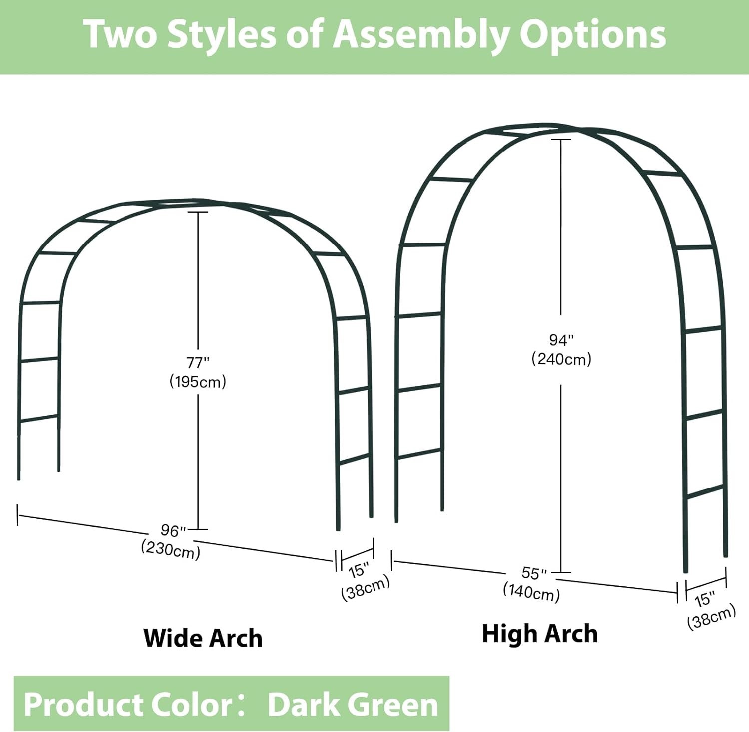 94 Metal Garden Arch Trellis for Climbing Plants Outdoor Decorations