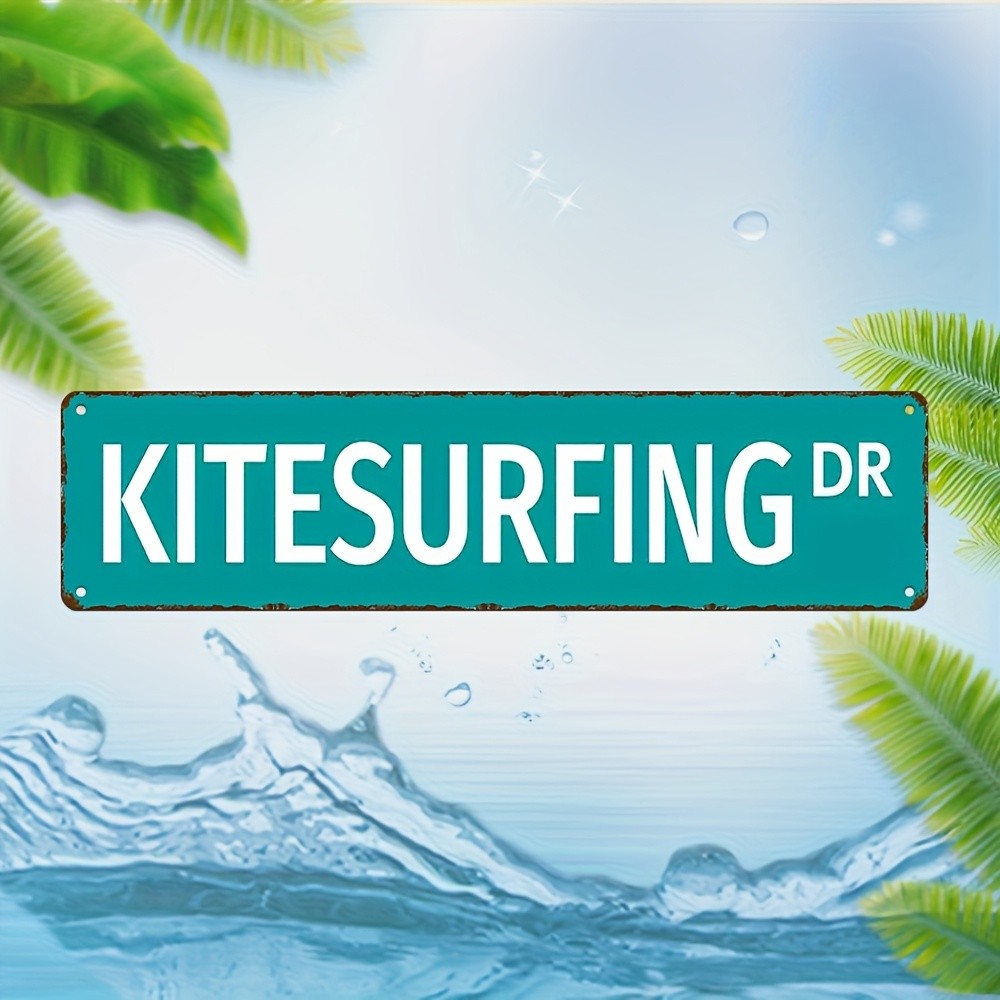 Plain Kitesurfing Drive Metal Sign Basement Beach Hobby Recreation Room Wall Art