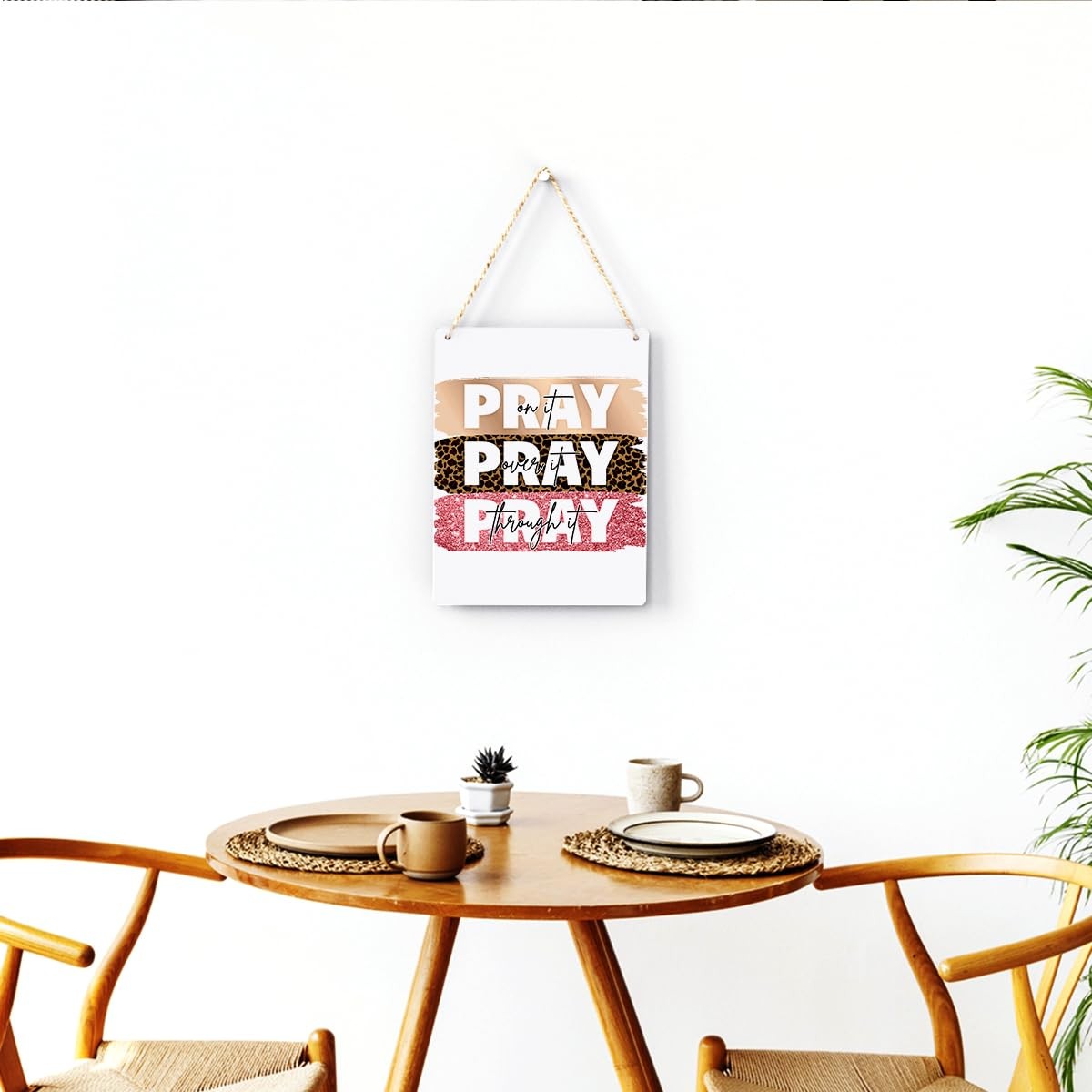 Inspirational Pray On It Bible Verse Wall Art Wooden Hanging Sign 8 x 10 Inches