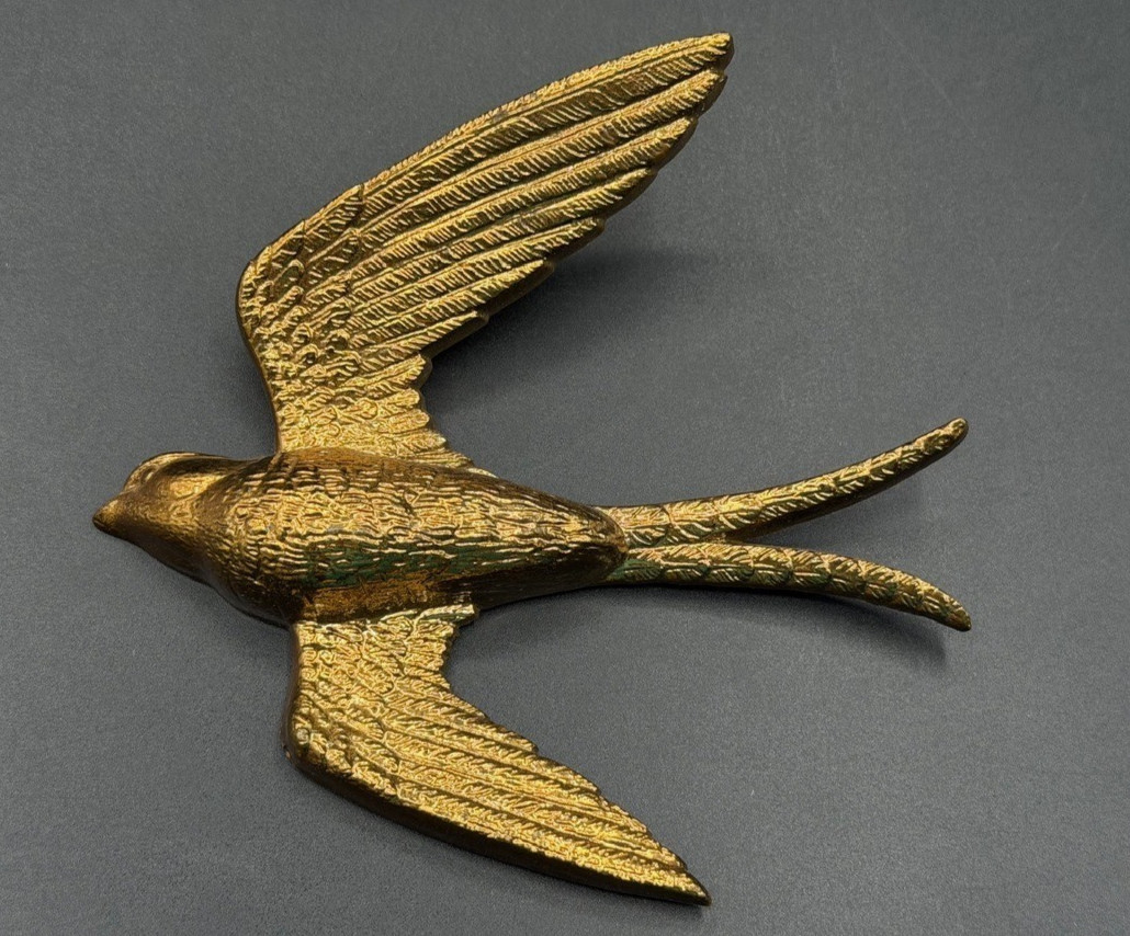 Mid Century Modern Burwood Gold Swallow Bird Wall Plaques Vintage Decor 5 Piece