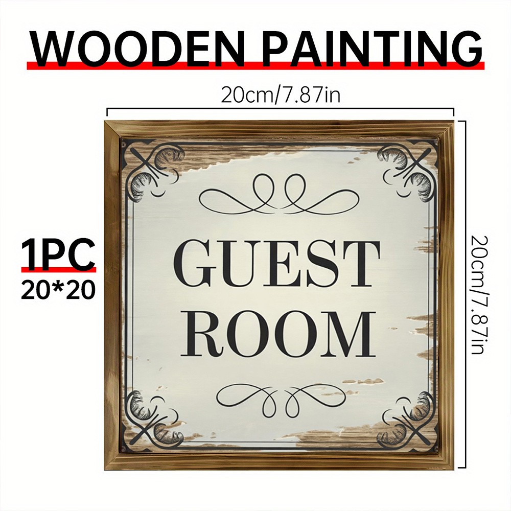 Farmhouse Vintage Guest Room Wooden Sign Ornate Border Bedroom Wall Art Gift