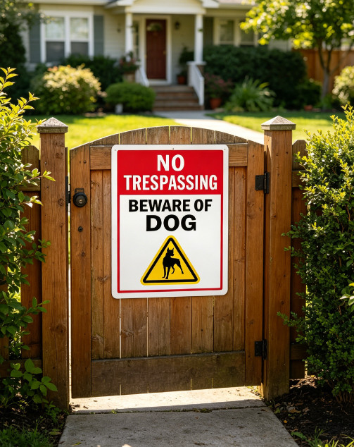No Trespassing Beware Of Dog Metal Warning Sign Yard Home Gate Outdoor Decor
