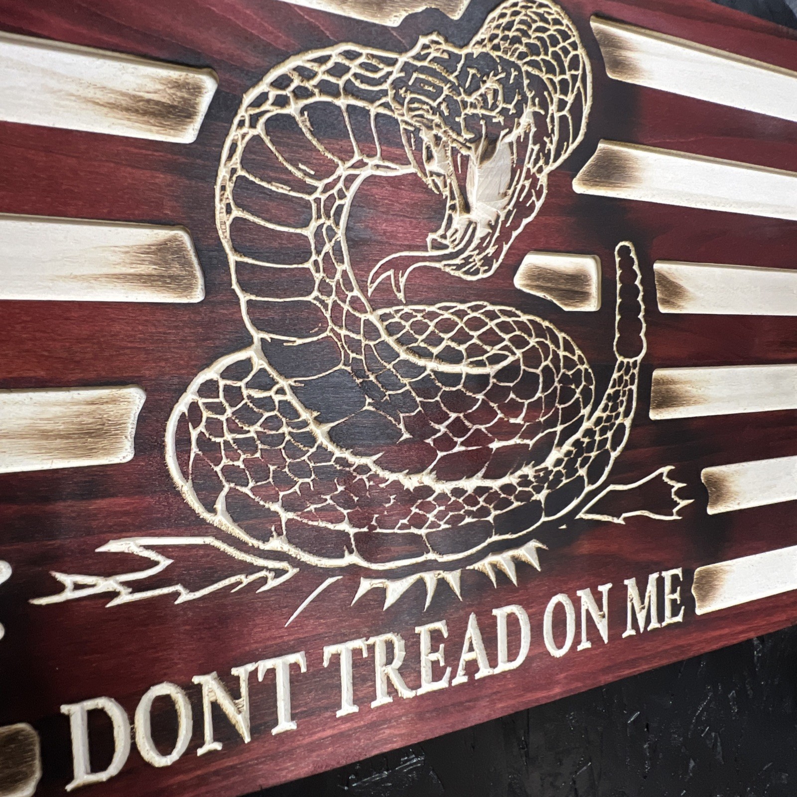 Rustic Wooden Gadsden Don’t tread on me American Flag / Made In America