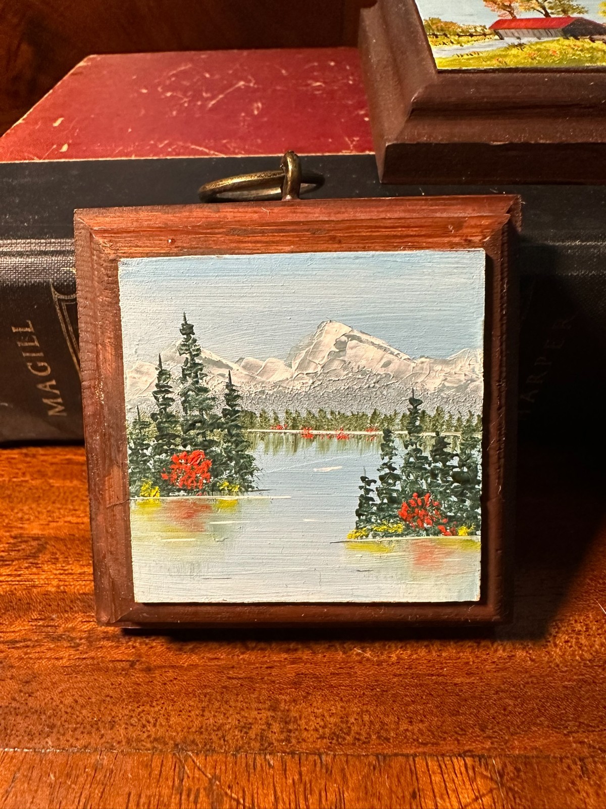 Set 3 Mini Hand Painted Wood Landscape Plaques Folk Art Wall Decor