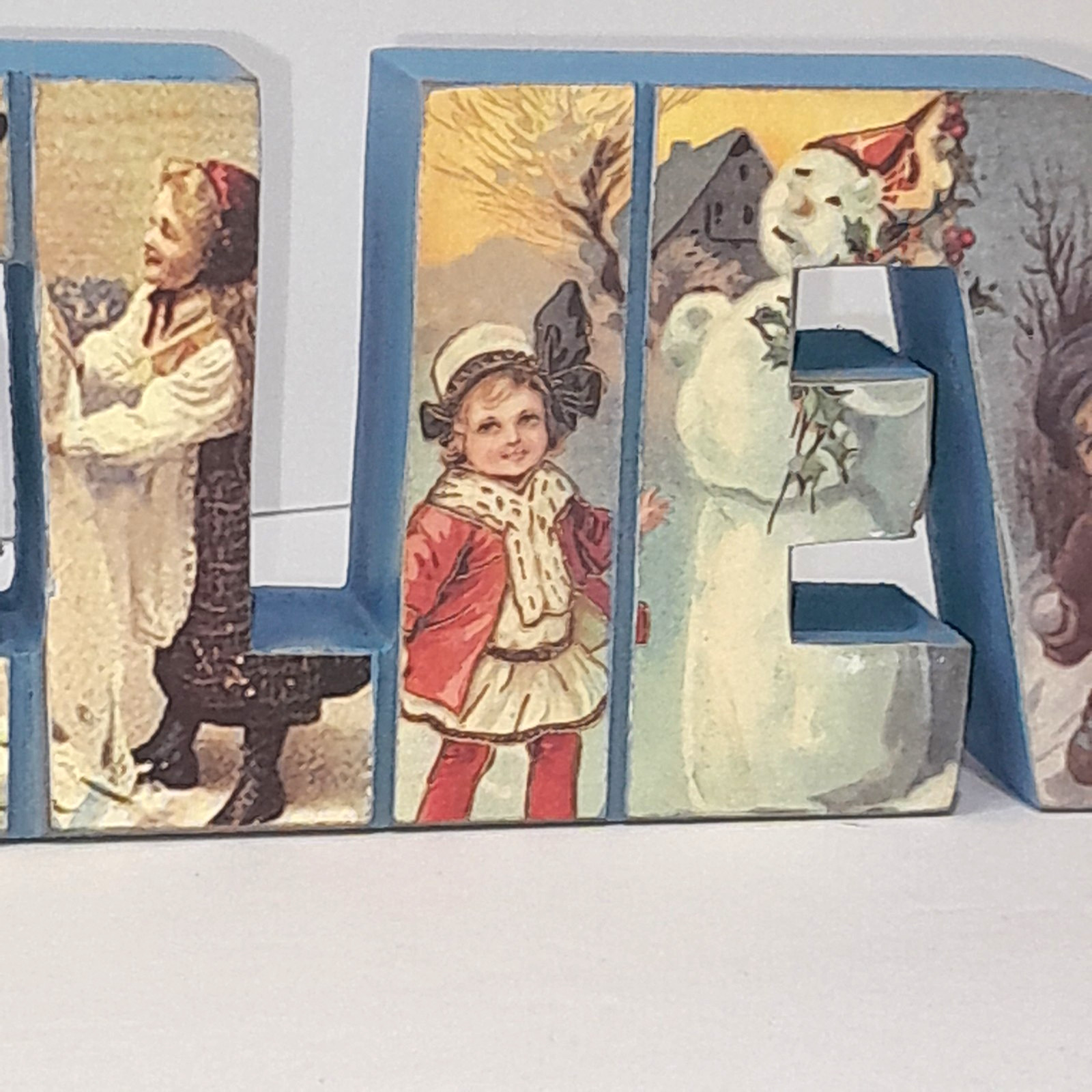 Believe Free Standing 3D Wooden Sign Victorian Snowman Christmas Winter Decor