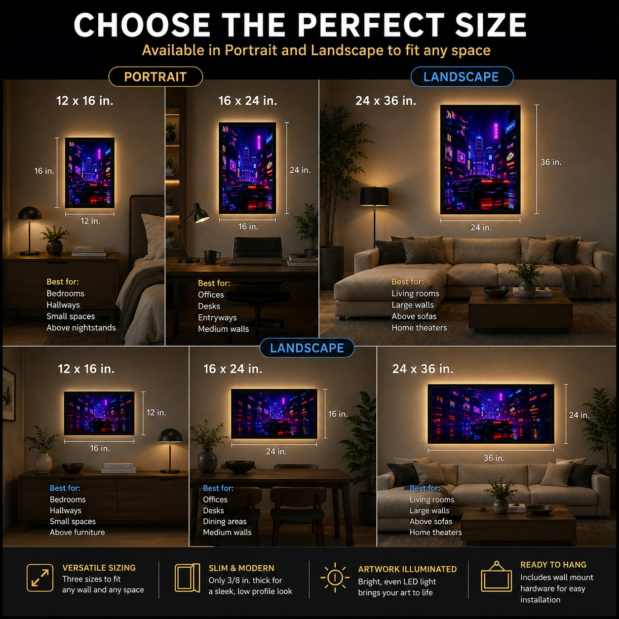 LED Backlit Window View Wall Art Lighted Frame – framed glass window
