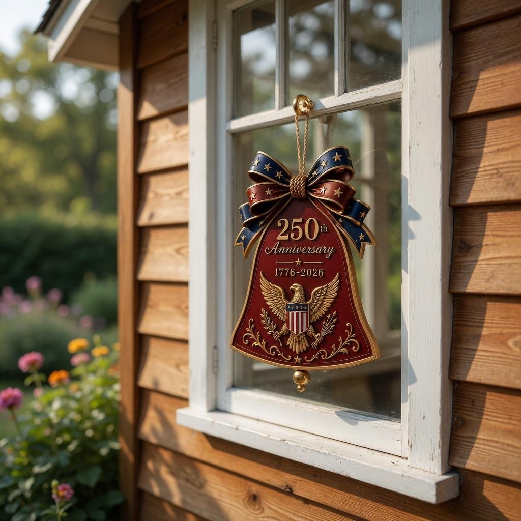 250th Anniversary Liberty Bell Wooden Door Hanger, Patriotic Eagle Wall Decor