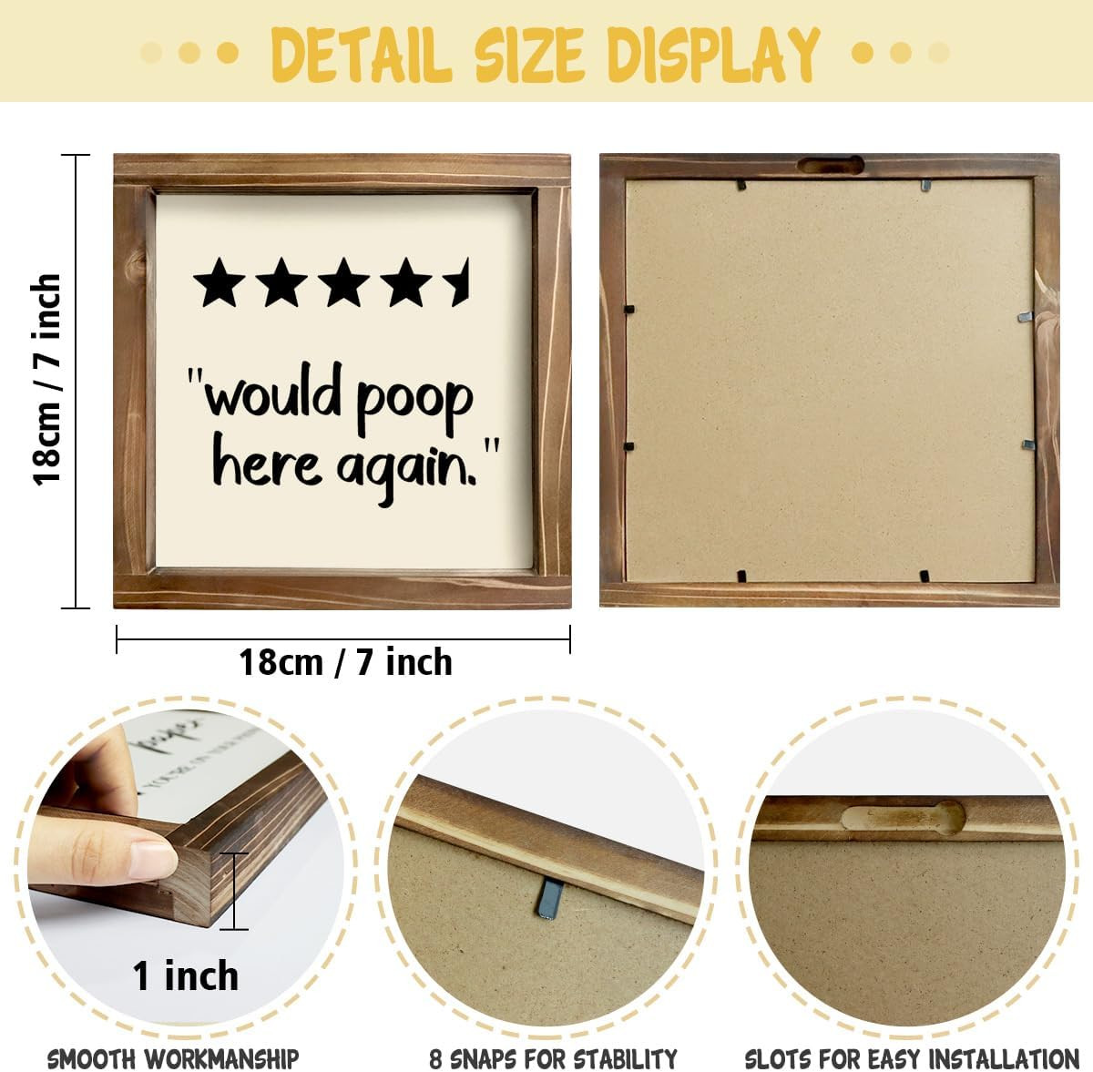 Rustic Wood Funny Bathroom Wall Decor Sign – Bathroom Plaque for Toilet Restroom
