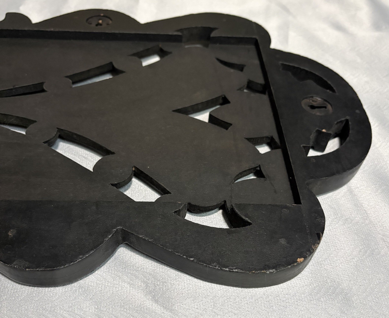 Large Black Carved Wall Panel Plaque Architectural Scroll Decor 36” x 12”