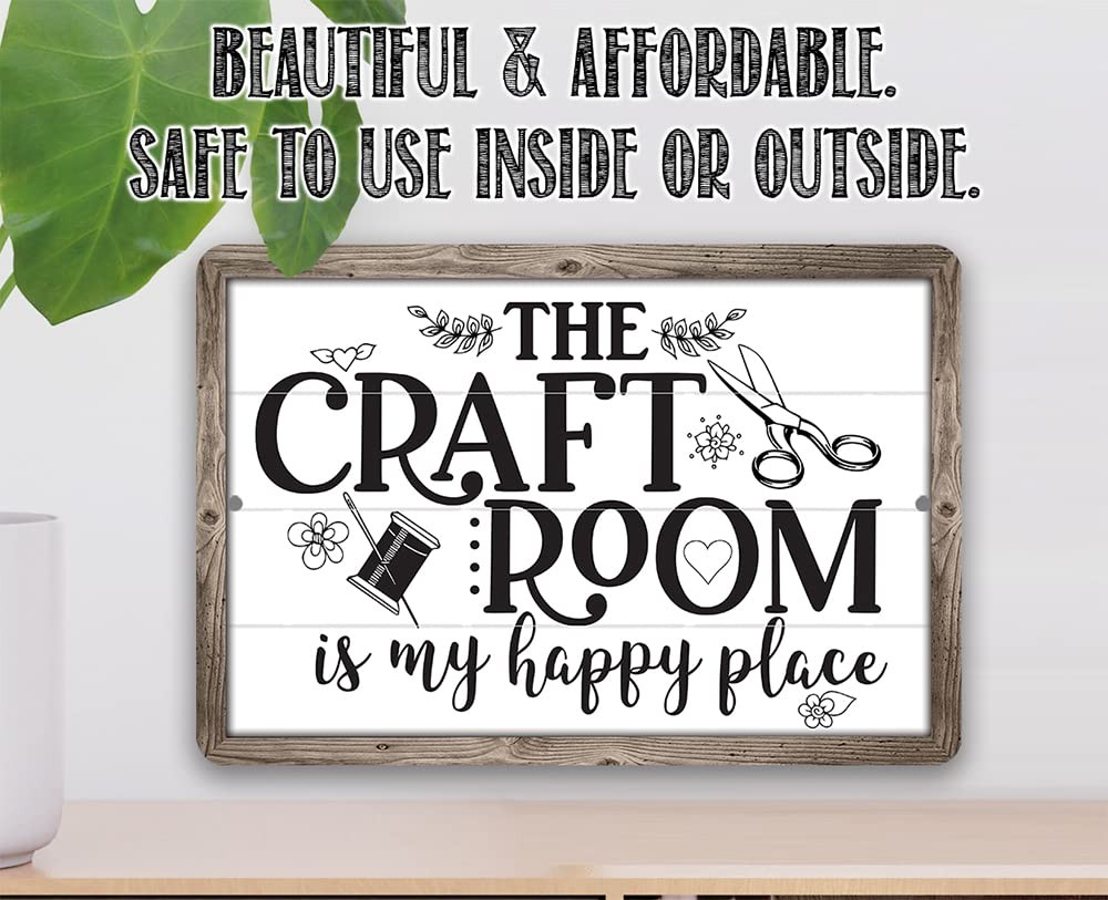 Craft Room Is My Happy Place Metal Sign Sewing Quilting Hobby Wall Art