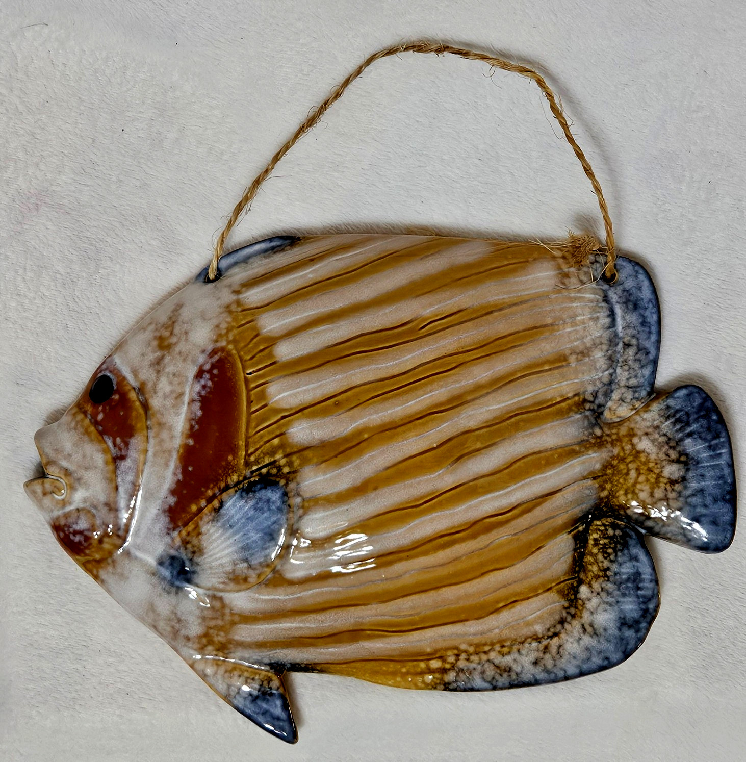 Fish Ceramic Wall Hanging 3-D Colorful Glossy Natical Beach Decor 8″ x 13″