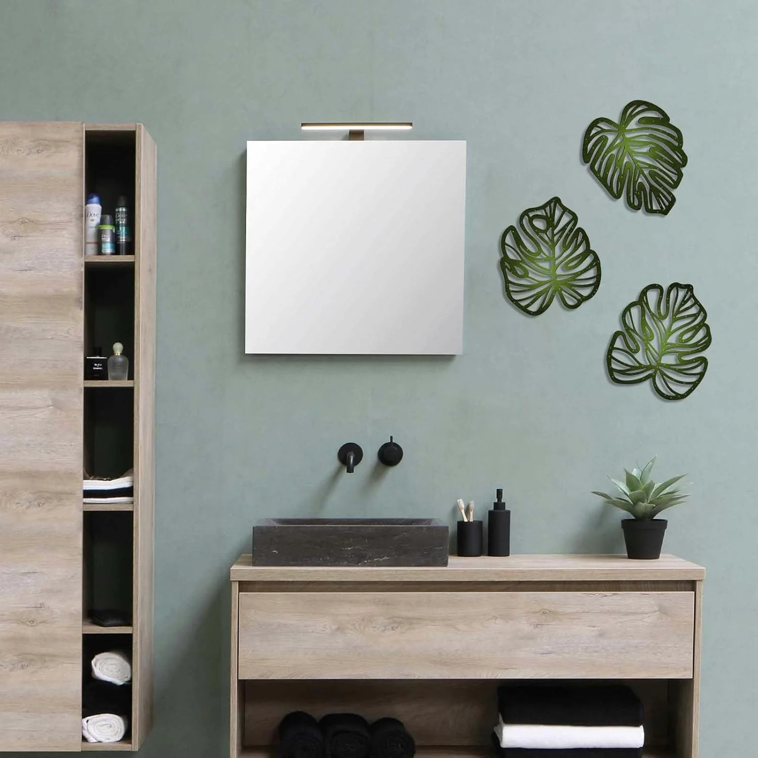 Palm Leaves Wood Wall Decor, 3Pcs Tropical Wall Art Jungle Decor, Wooden Natural