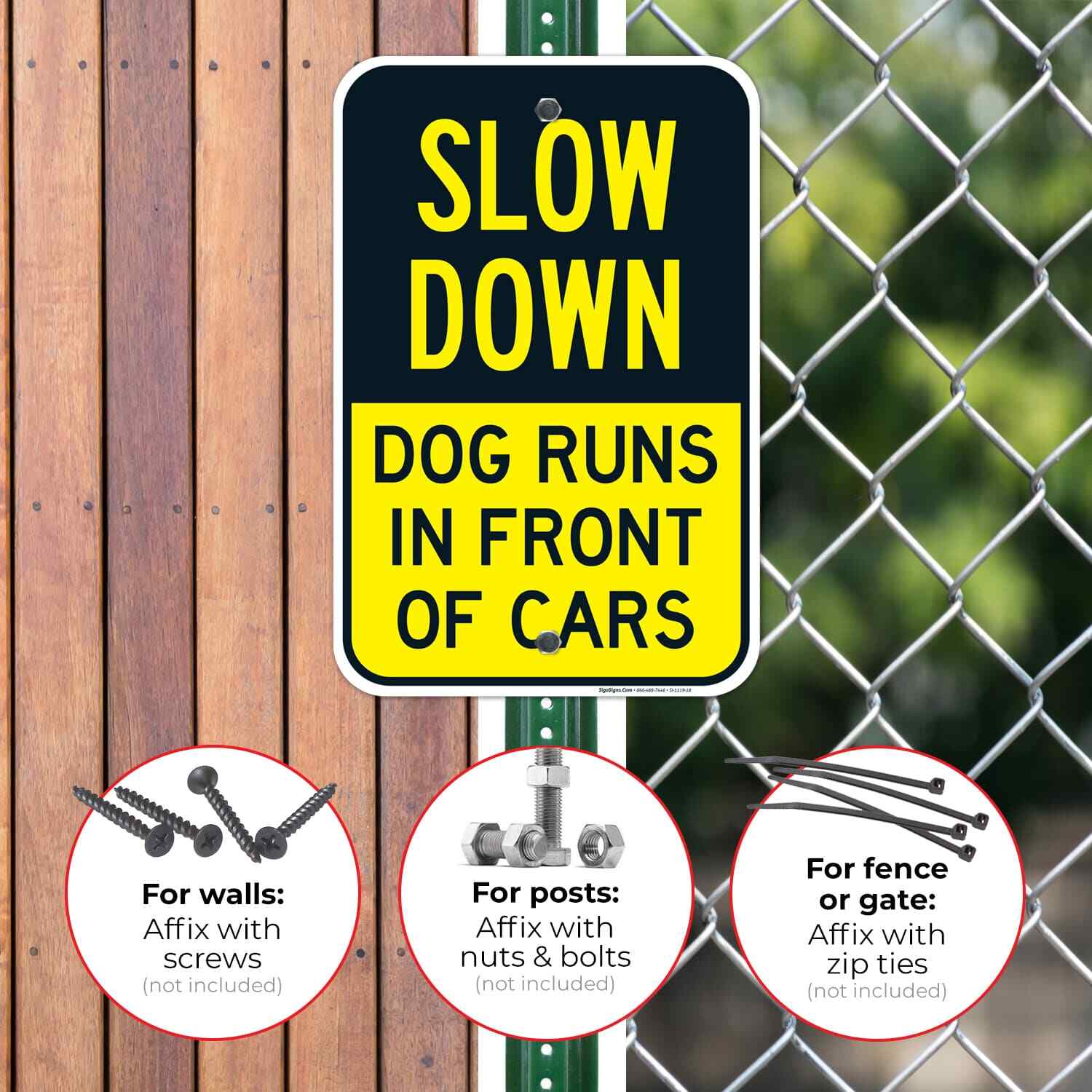 Dogs At Play Sign, Slow Down Dog Runs In Front Of Cars,