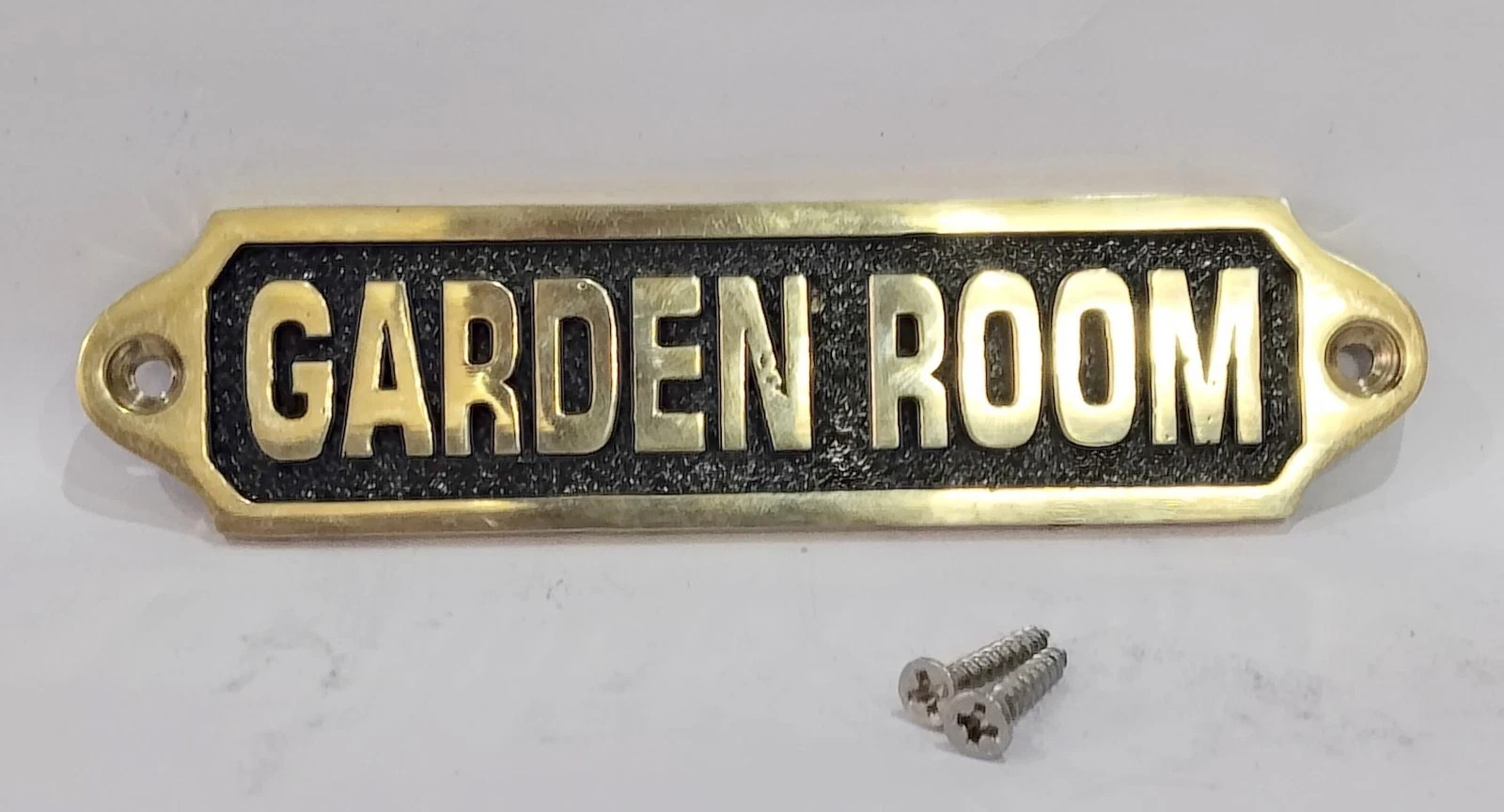 Brass Garden Room Sign Plaque Door Plate Wall Sign Vintage Style