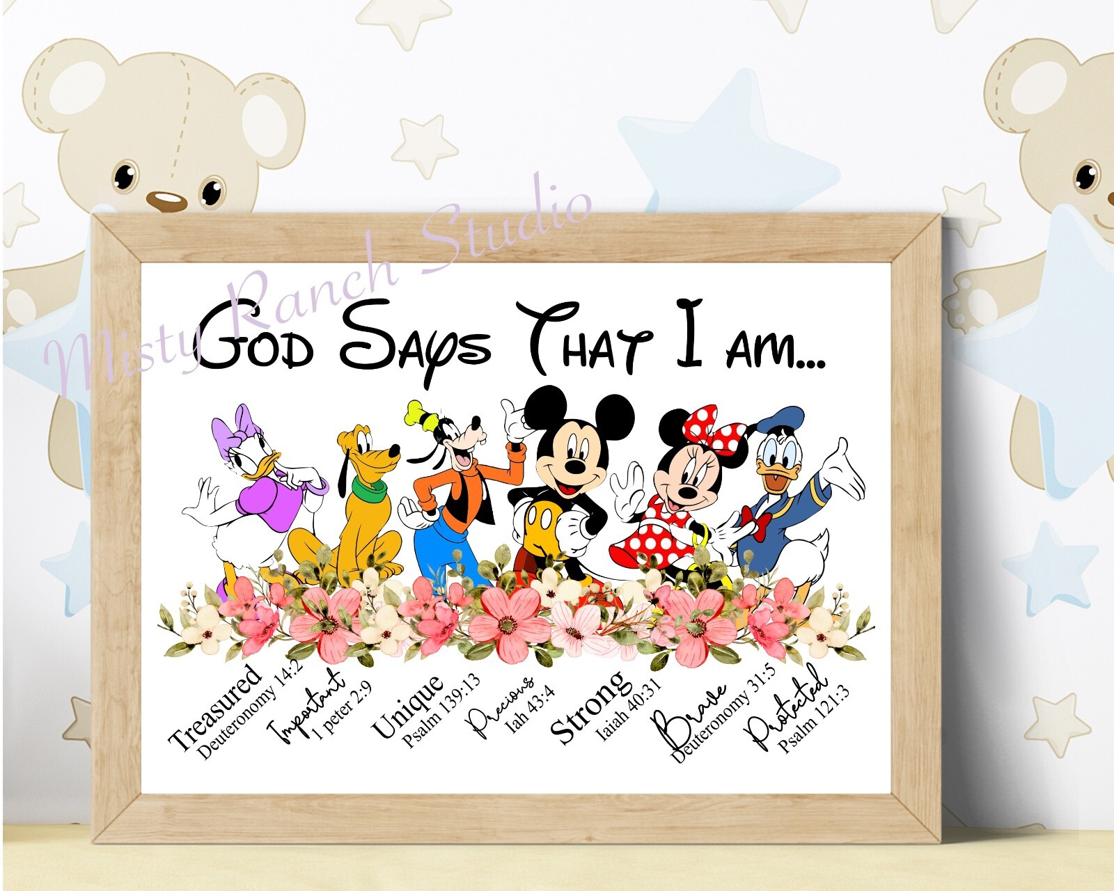 God Says You Are Treasured etc. Kid’s Magical Kingdom UNFRAMED Art Print Nursery
