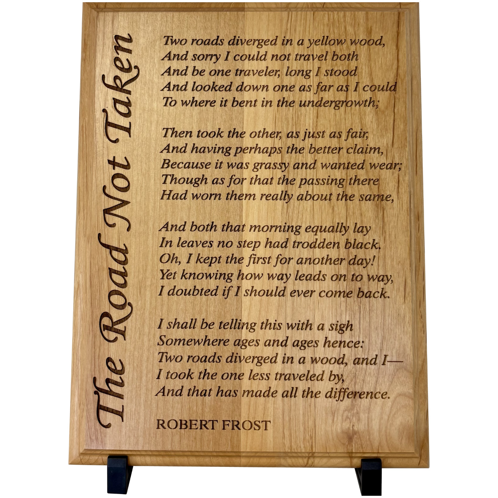 The Road Not Taken Plaque, Robert Frost Poem Wall Art Sign, Engraved Wood