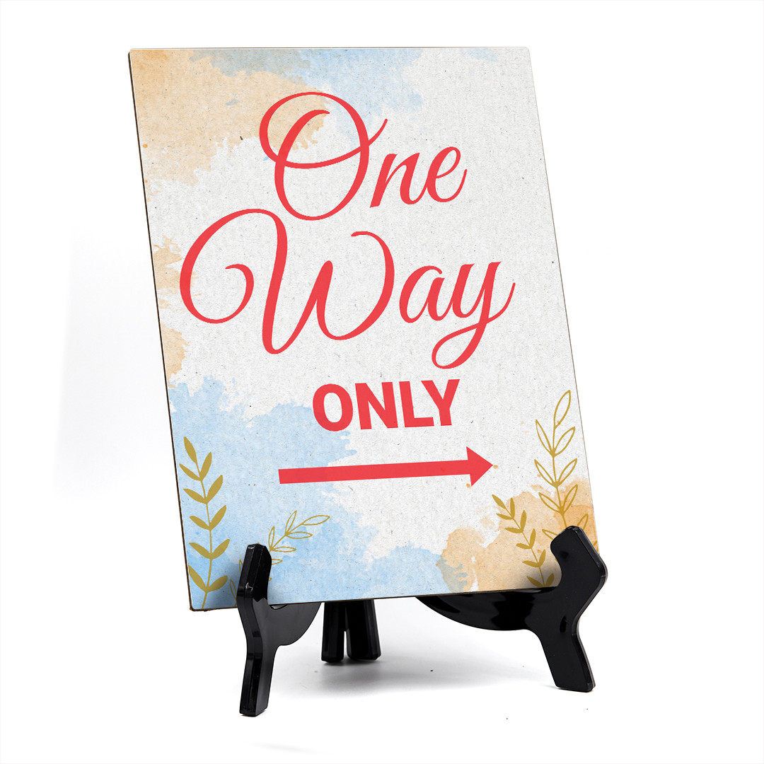 Signs ByLita One way only, Blue Watercolor Table Sign (6 x 8″)