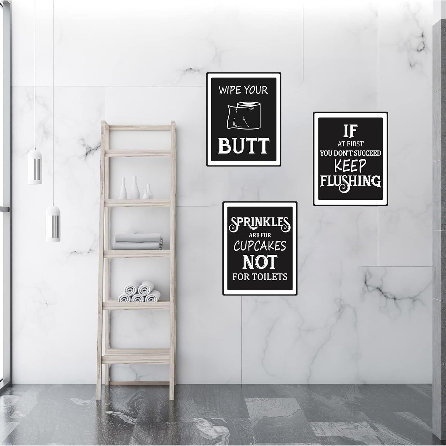 Durable 9-Piece Funny Vintage Bathroom Signs for Uplifting Wall Decor