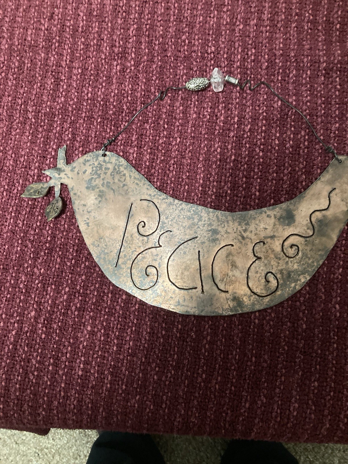Vintage Metal Sign DOVE/PEACE 9.5 x 14 in