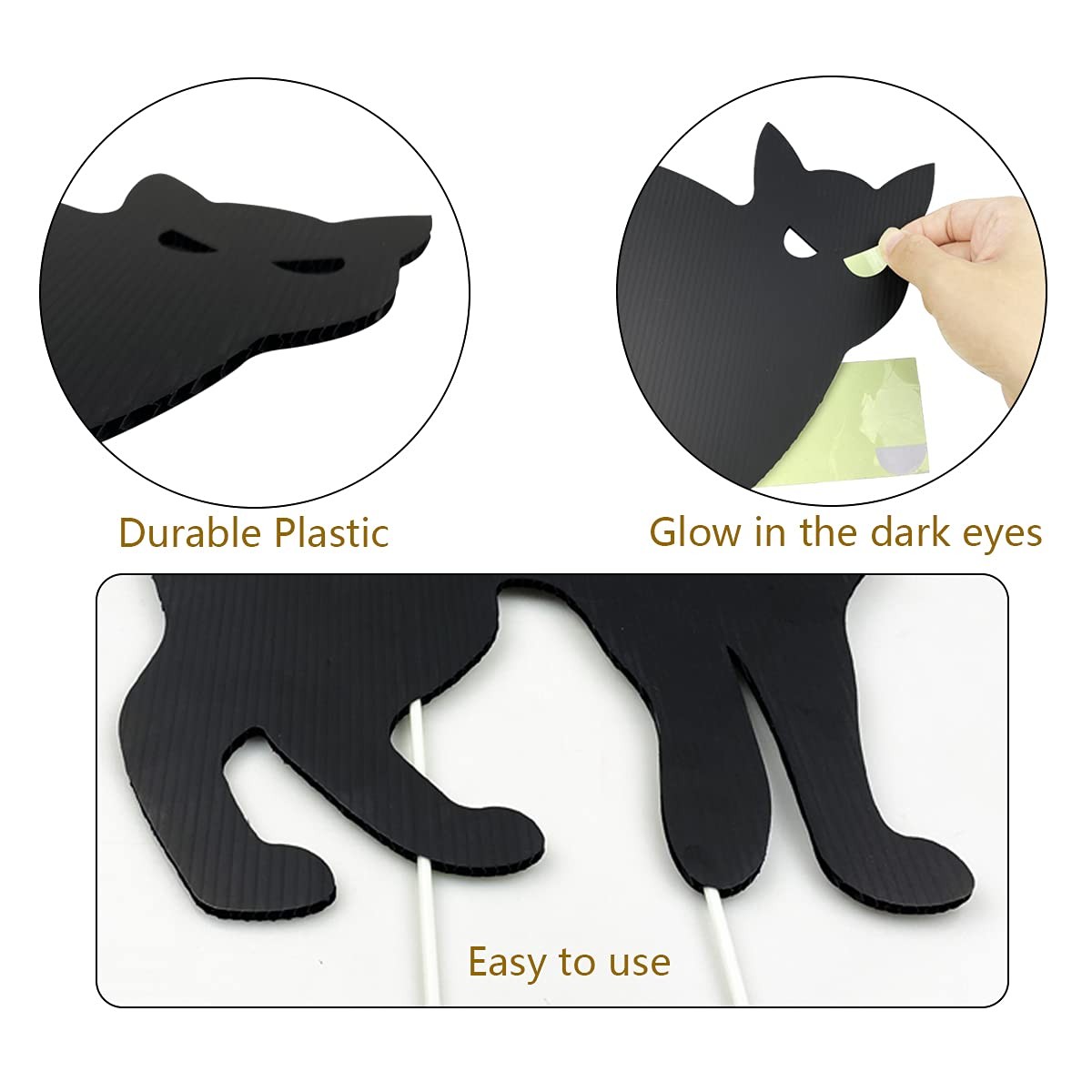 6 Pack Halloween Black Cat Yard Signs with Stakes Scary Silhouette Halloween