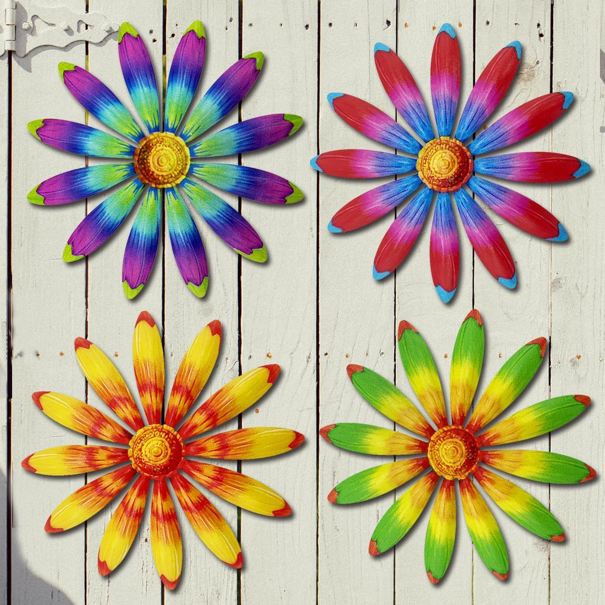 Metal Flowers Wall Decor – 4Pcs Metal Sunflowers Wall Art Hanging Decorations fo