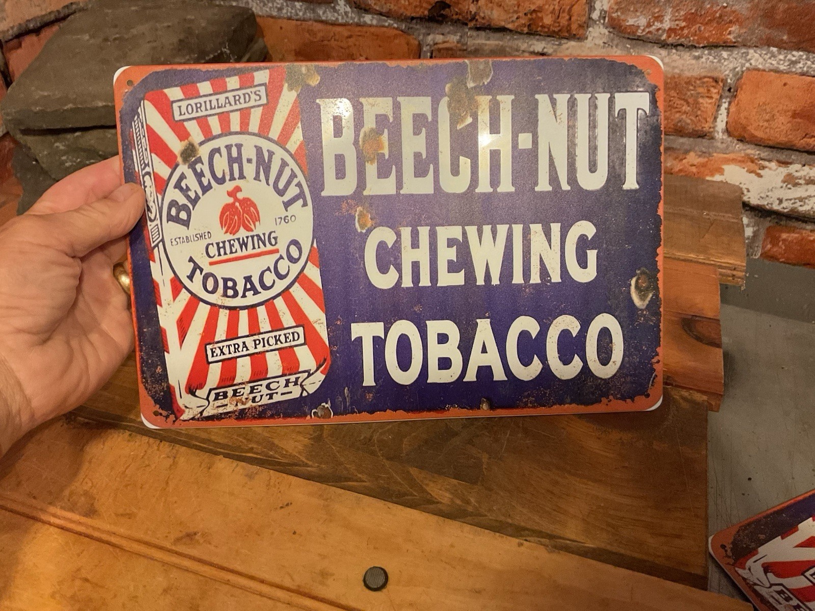 12″x8″ Retro Patina Style “Beachnut Tabacco” Adveertising Sign…Ships Free!