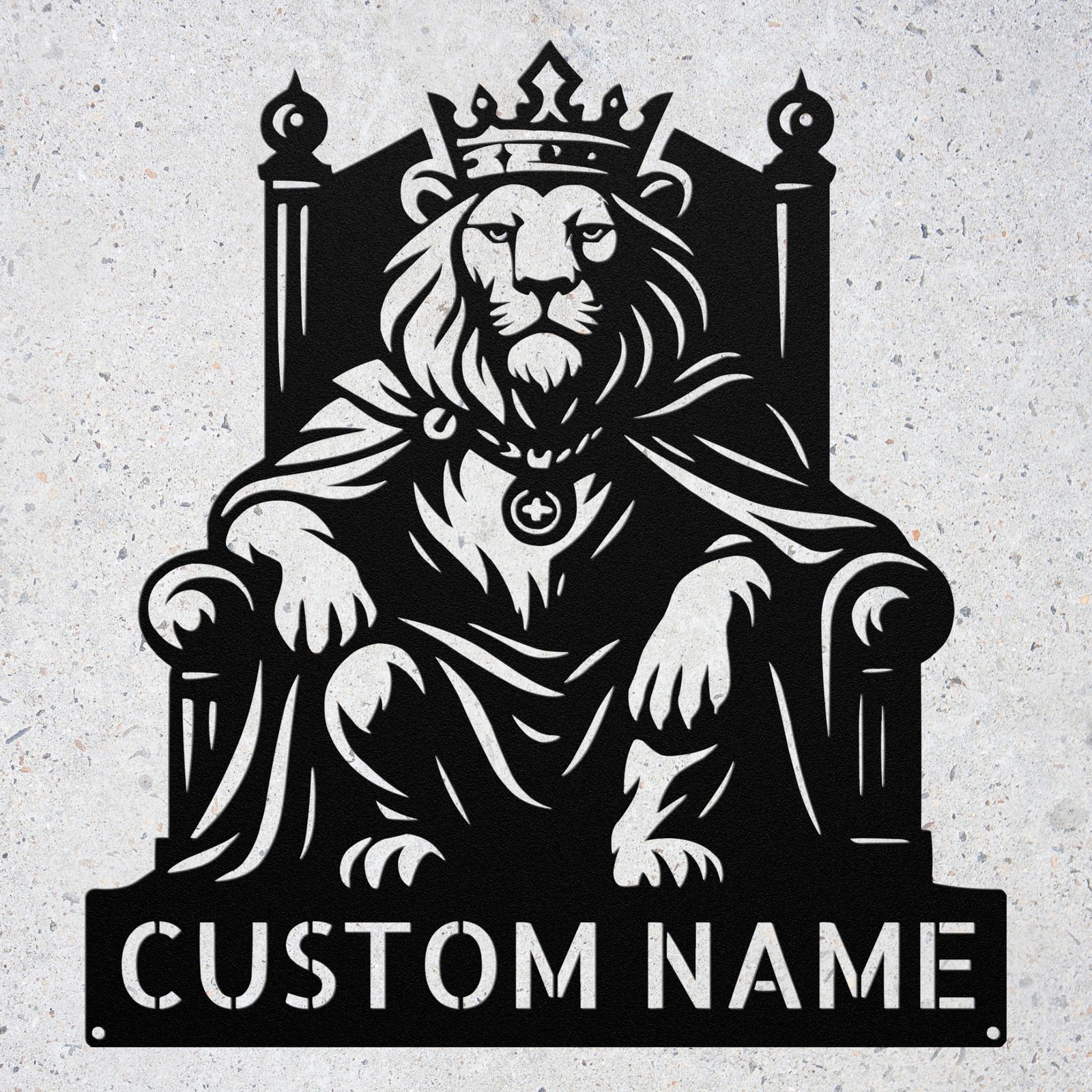 Personalized Lion With Crown Metal Sign Custom Name Wall Decor