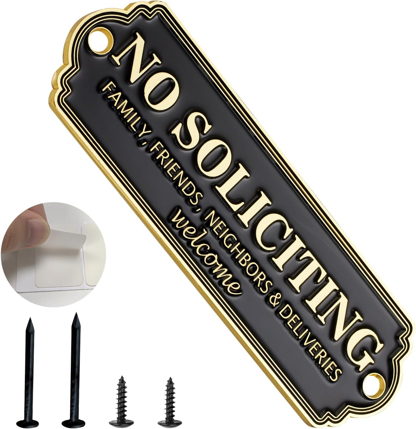 Brass No Soliciting Sign – Elegant No Soliciting Sign for House, Handmade Wall