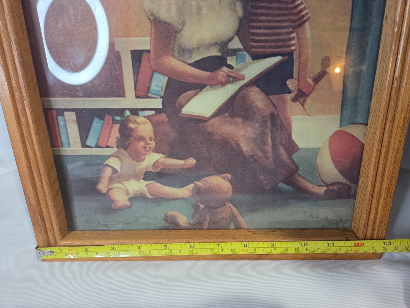 Vintage Lighted Picture “HOME” Mother Reading to Children Hanging/Standing