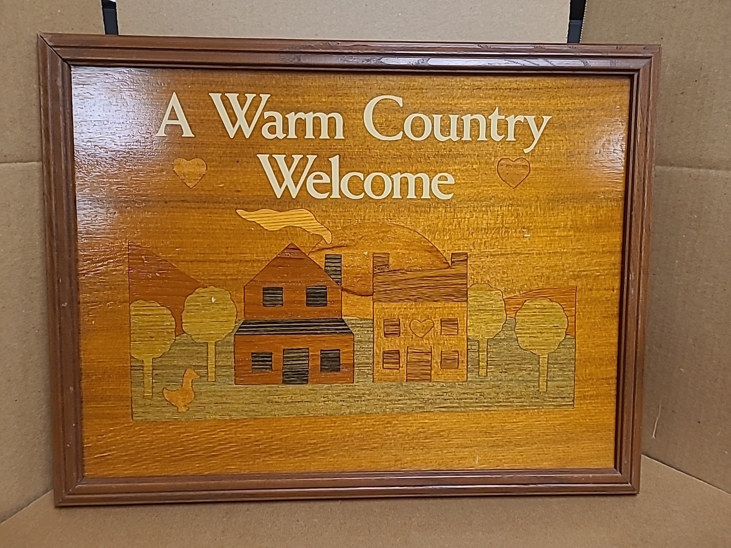 Vintage Figi Graphics A Warm Country Welcome Wood Sign 13 1/2 X 17 1/2