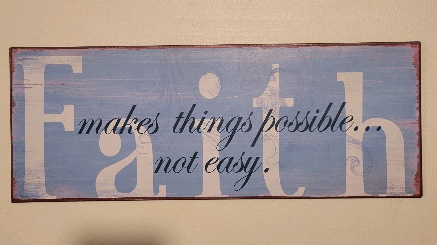 Inspirational Faith Metal Wall Sign, Blue Decorative Hanging Plaque, Any Room