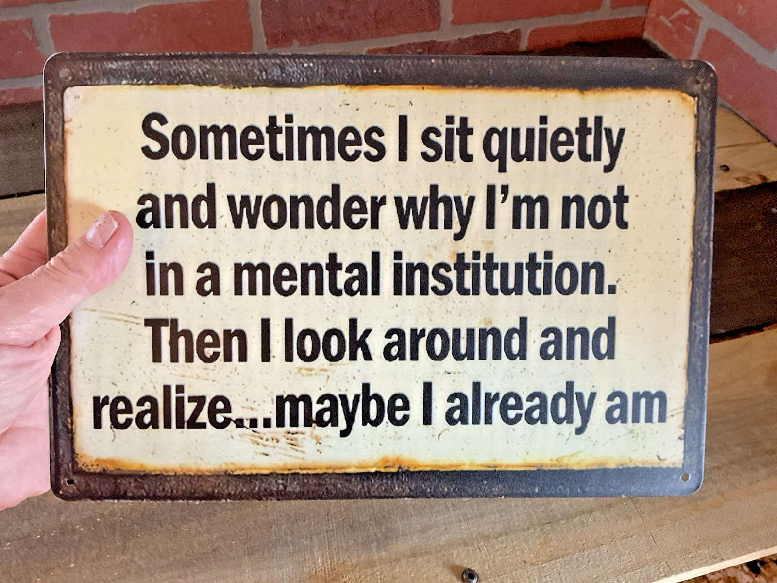 8″x12″ Vintage Patina Style Funny “Sometimes I sit Quietly ” Sign FREE SHIPPING!