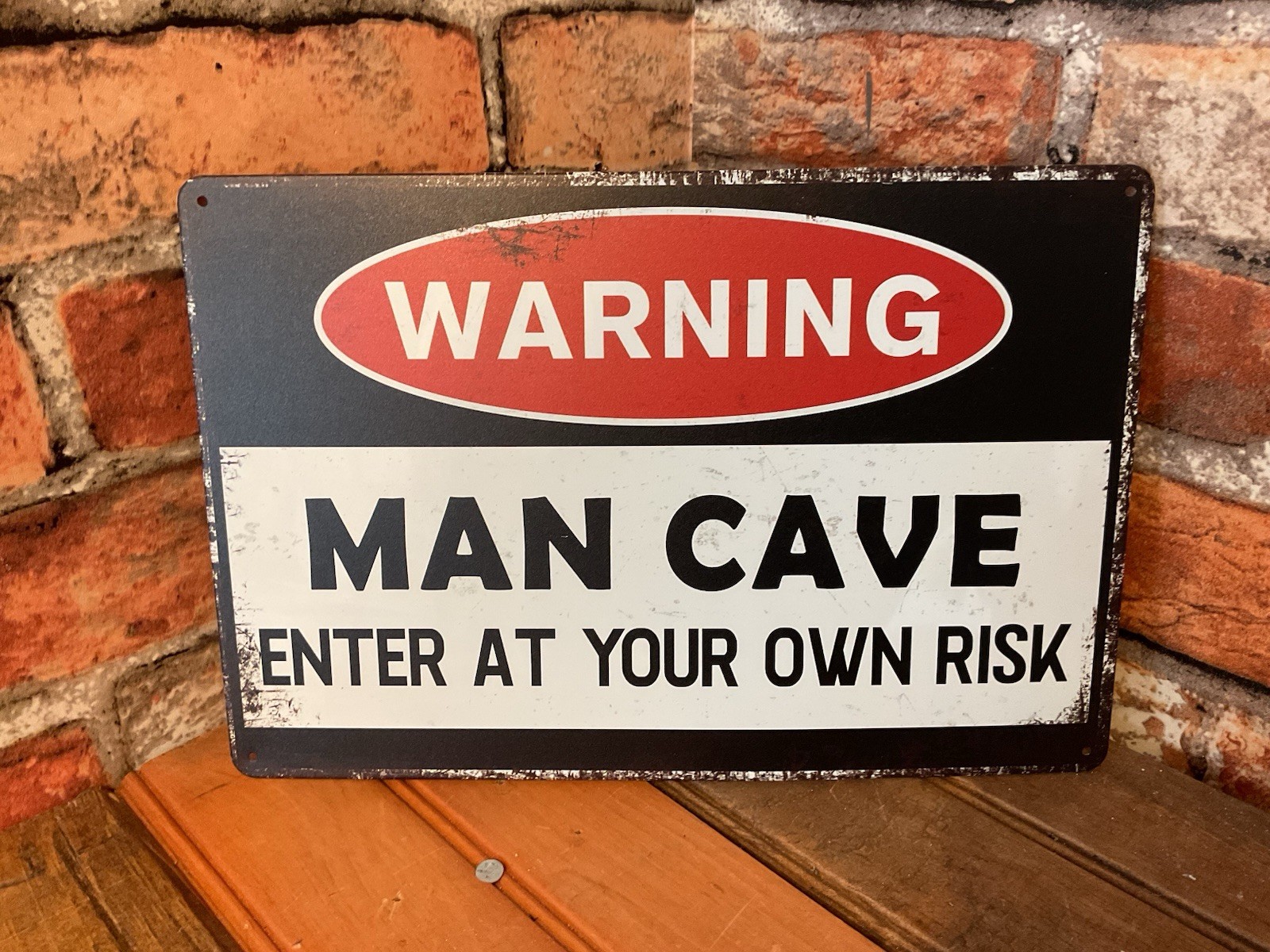 8″X12″ Retro Patina Style “Warning Man Cave” Sign. A Great Gift Free Shipping!