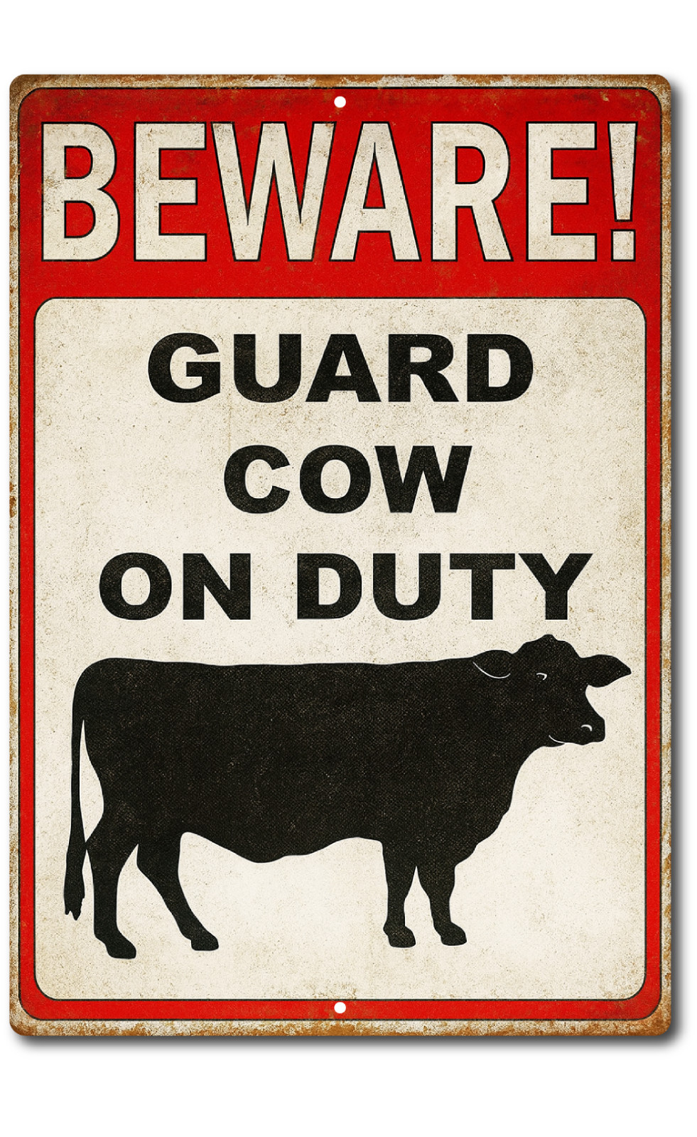 Beware Guard Cow On Duty Sign 8×12 Aluminum Funny Farm Ranch Barn Yard Decor
