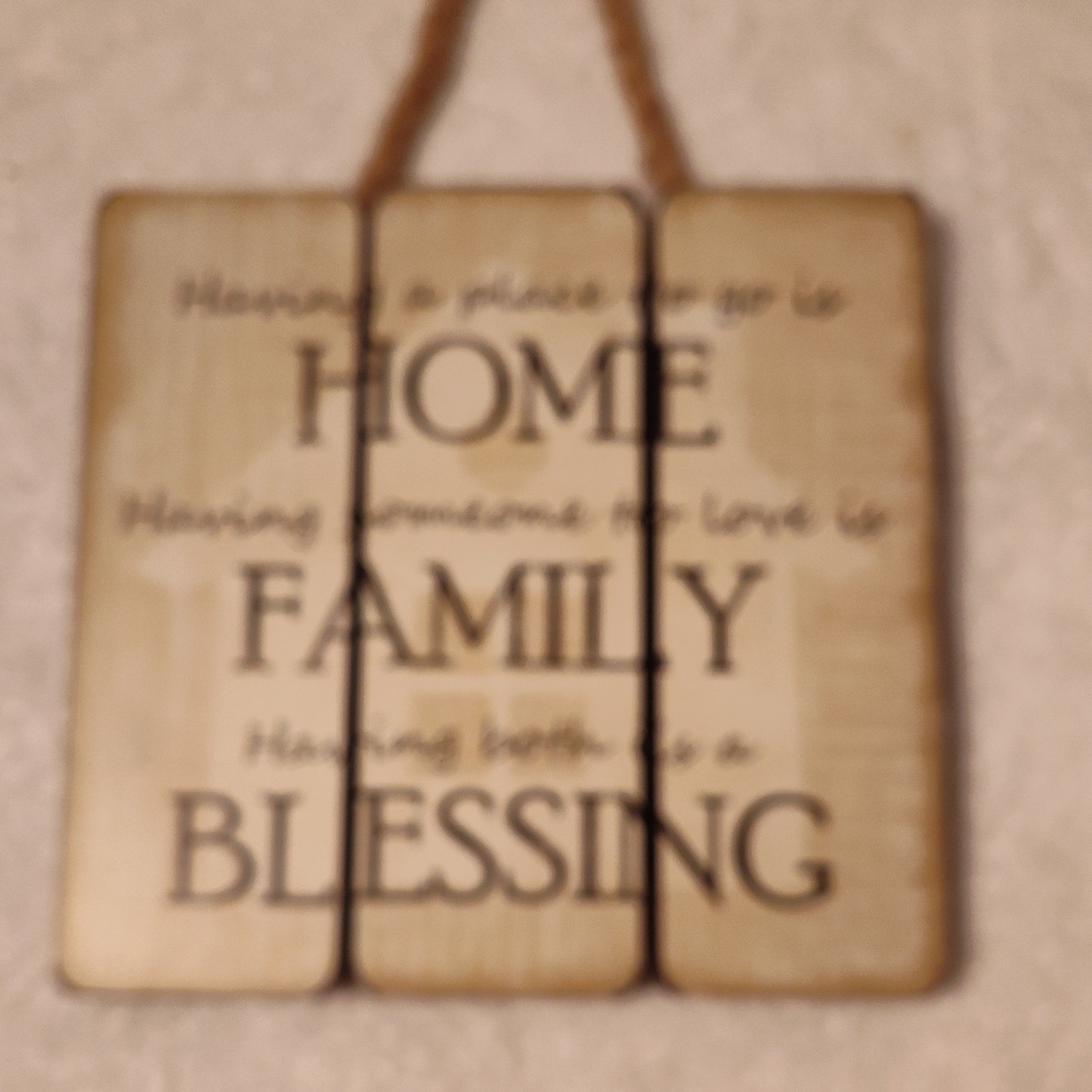 Sign of the Times Wood Family Blessing Hanging Sign, Inspirational Quote, Beige