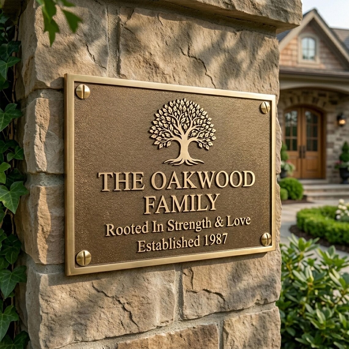 Custom Bronze Memorial Plaque, Personalized Garden Marker, Outdoor Name Plate