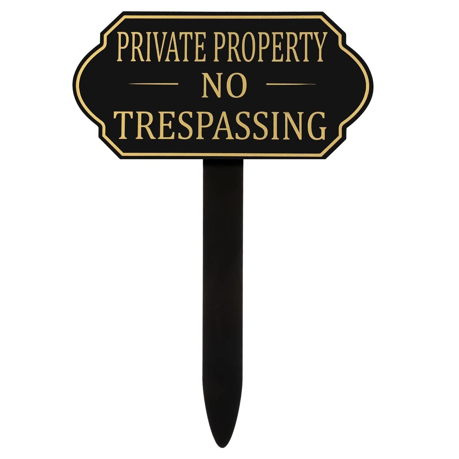 Private Property No Trespassing Sign with Stake, 7.09 X 3.54 Inches Self Adhesiv