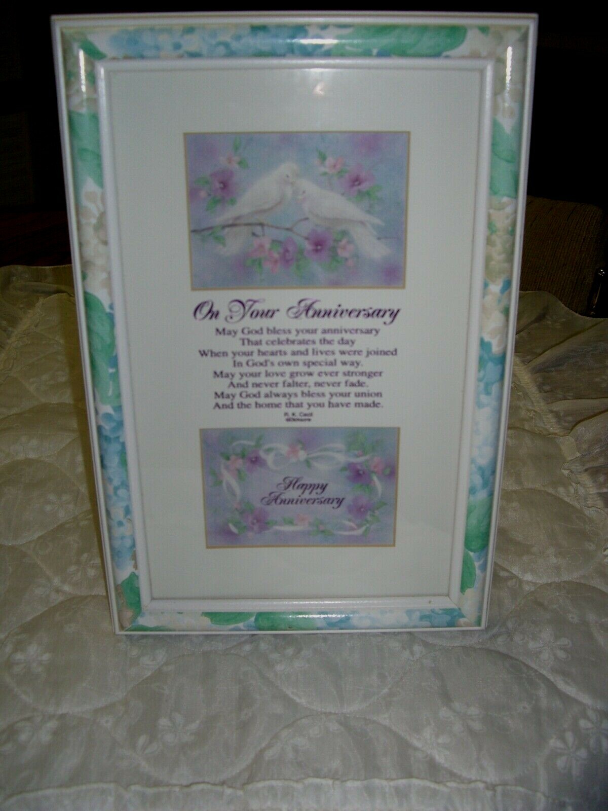 Dicksons’ R.K. Cecil’s Anniversary Poem Picture/White Wood/Pastel Floral Border